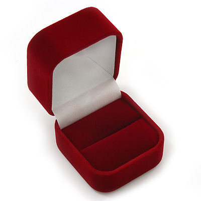 Burgundy Red Velour Box For Rings - main view