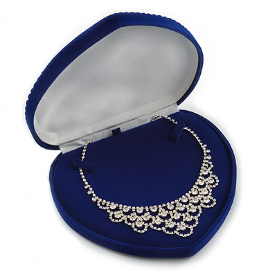 Bo For Necklaces Avalaya Luxury Blue Velour Jewellery Set Necklace Brooch Pendant Earring Comb Heart Box Not Included Bx0715