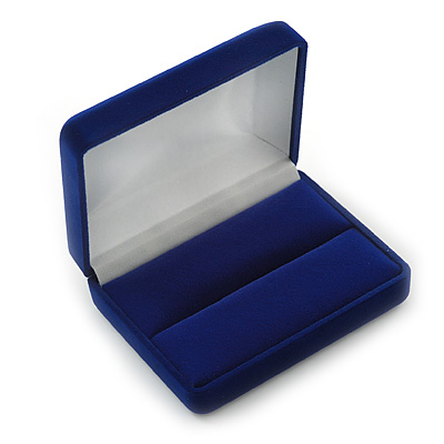 Luxury Blue Velour Wedding Two Ring Box (Rings Are Not Included) - main view