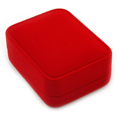 Luxury Red Velour Brooch/ Pendant/ Earring Jewellery Box - main view