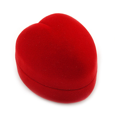 Small Red Velour Heart Ring Jewellery Box - main view