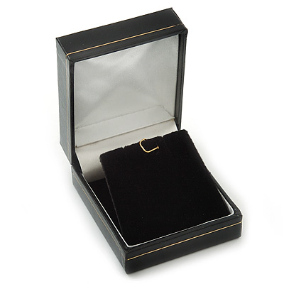 Black Leatherette Stud Earrings/ Pendant Jewellery Box (Jewellery are Not Included)