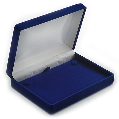 Luxury Blue Velour Brooch/ Pendant/ Earring/ Comb Jewellery Box - main view
