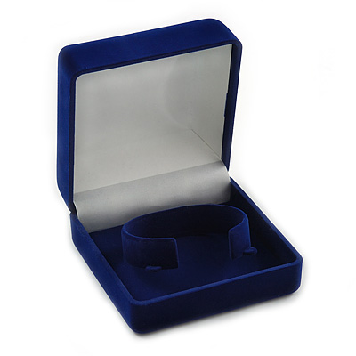 Blue Velour Flip Top Bracelet Box - main view