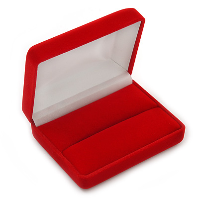 Luxury Red Velour Wedding Two Ring Box (Rings Are Not Included)