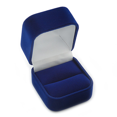 Dark Blue Velour Box For Rings (Ring Is Not Included) - main view