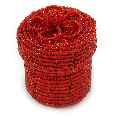 Ring/ Pendant/ Earrings Red Glass Bead Handmade Box