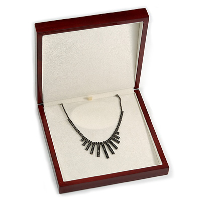 Luxury Large Wooden Mahogany Gloss Necklace/ Pendant/ Set/ Brooch/ Earring Box (Necklace is not included) - main view