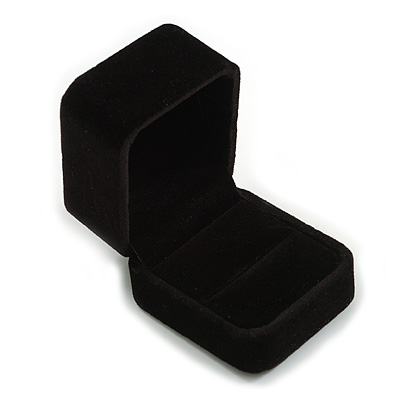 Square Black Velour Ring/ Stud Earring Gift Box - main view