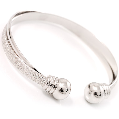 Silver Twisted Fashion Bangle Bracelet - main view