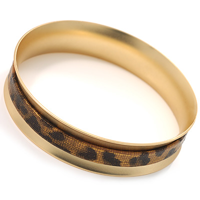 Gold Plated Leopard Print Fashion Bangle Bracelet - main view