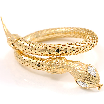 Gold Mesmerized Fashion Snake Bangle Bracelet - main view