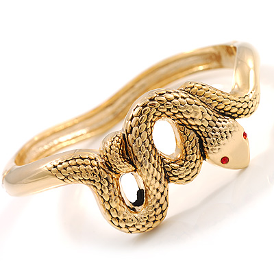 Gold Snake Fashion Bangle Bracelet - main view