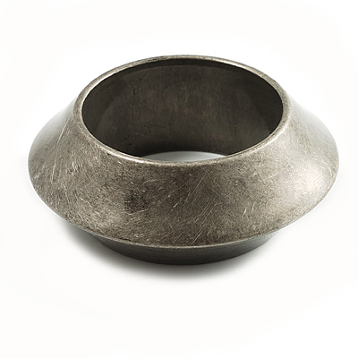 Chunky Metal Round Bangle (Antique Silver) - main view