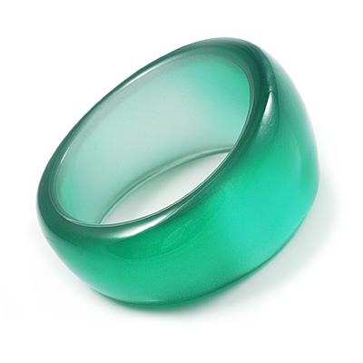 Oversized Pearlescent Grass Green Resin Bangle - main view