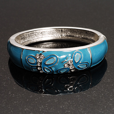Light Blue Enamel Hinged Butterfly Bangle - main view