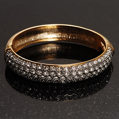 Gold Plated Clear Crystal Bangle Bracelet - main view