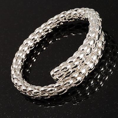 Rope Style Flex Bangle Bracelet (Silver Tone) - main view
