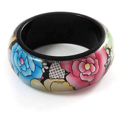 Multicoloured Floral Resin Bangle - main view