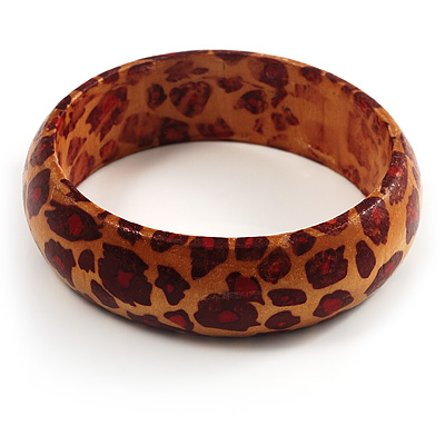 Leopard Print Wood Fashion Bangle - main view