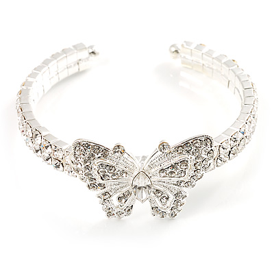 Diamante Butterfly Flex Bangle Bracelet - main view