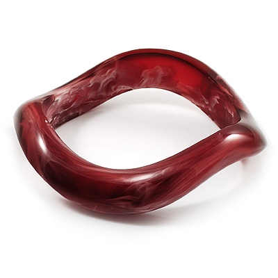 Light Crimson Curvy Acrylic Bangle Bracelet - main view