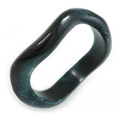 Dark Blue Curvy Acrylic Bangle Bracelet - main view