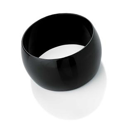 Wide Black Plastic Bangle - 18cm Length - main view