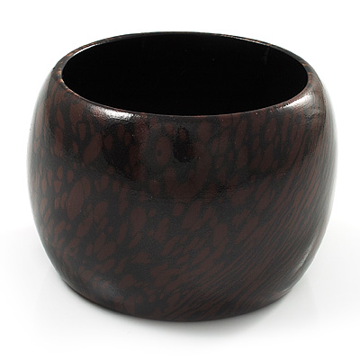 Oversized Chunky Wide Wood Bangle (Dark Brown & Black) - Medium Size - main view