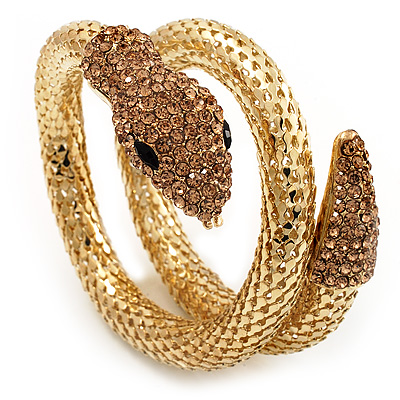 Dazzling Coil Flex Snake Bangle Bracelet (Gold Tone) - main view