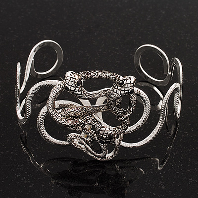 Rhodium Plated 'Snaky Knot' Flex Bangle Bracelet - main view