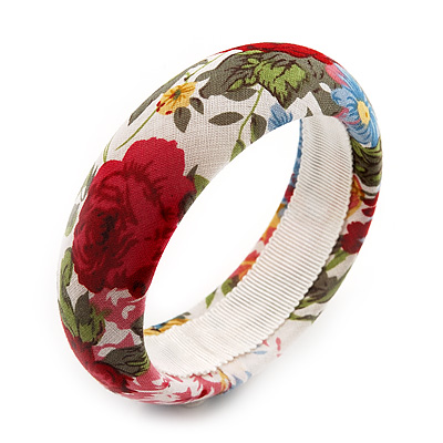 Floral Fabric Bangle Bracelet -18cm Length