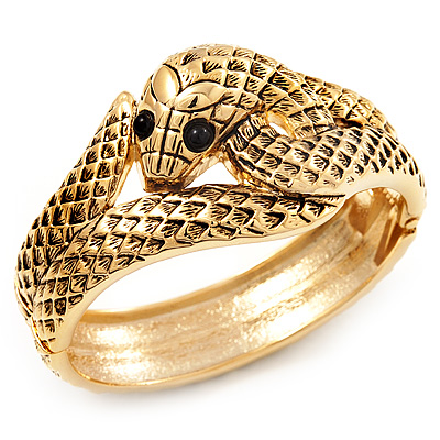 Antique Gold Snake Bangle Bracelet - main view