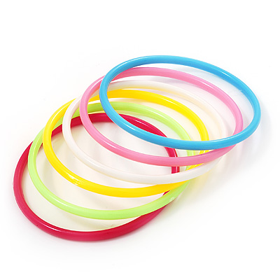 Set Of 6 Pcs Multicoloured Plastic Teens' Bangles up to 18cm wrist - main view