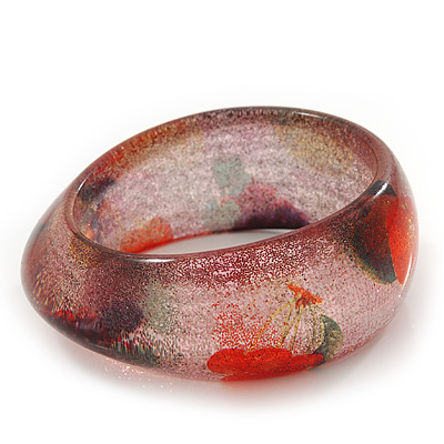 Pink Glittering Resin 'Fruit' Bangle Bracelet - 20cm Length