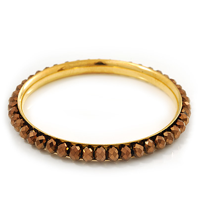 Slim Bronze Metallic Glass Bangle Bracelet In Gold Plating - up to 18cm Length - main view