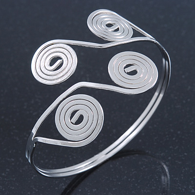 Greek Style Swirl Upper Arm, Armlet Bracelet In Silver Plating - Adjustable - main view