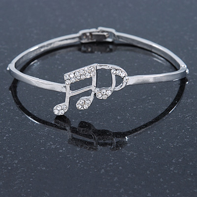 Silver Plated, Crystal Musical Note Bracelet - 17cm L