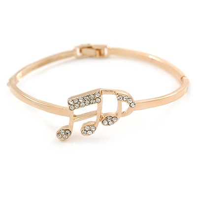Gold Plated, Crystal Musical Note Bracelet - 17cm L - main view