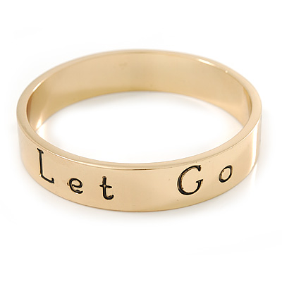 Solid Gold Plated 'Let Love and Let Go' Slip-On Bangle - 19cm L - main view