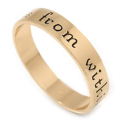 Solid Gold Plated 'Peace comes from within...' Slip-On Bangle - 19cm L - main view