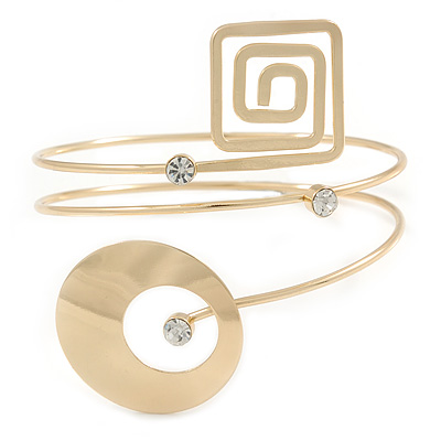 Open Circle And Square Upper Arm/ Armlet Bracelet In Gold Tone - 27cm L - main view