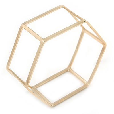 Gold Plated Hexangular Frame Slip-On Bangle Bracelet - 18cm L