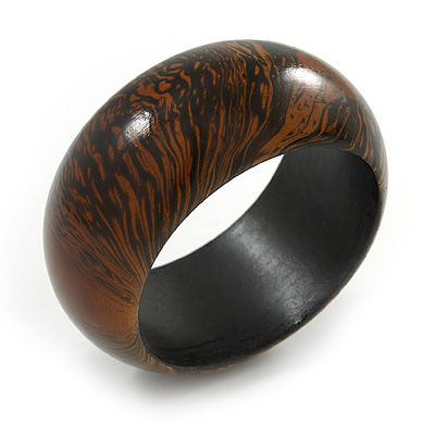 Brown/ Black Wood Bangle Bracelet - Medium - up to 18cm L - main view