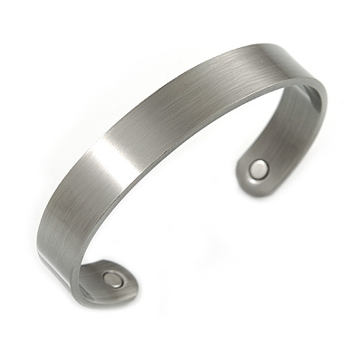 Wide Men Women Copper Magnetic Cuff Bracelet in Pewter Finish with Two Magnets - Adjustable Size - 7½" (19cm ) - main view