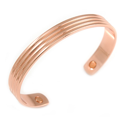 Men Women Copper Magnetic Cuff Bracelet with Two Magnets - Adjustable Size - 7½" (19cm ) - main view