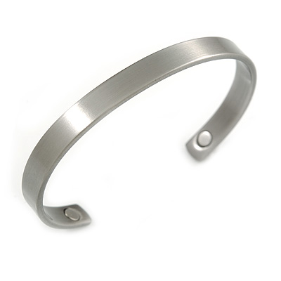 Men Women Copper Magnetic Cuff Bracelet In Pewter Finish with Two Magnets - Adjustable Size - 7½" (19cm ) - main view