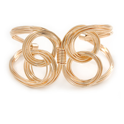 Contemporary Wire Butterfly Cuff Bracelet In Gold Tone - Adjustable - main view