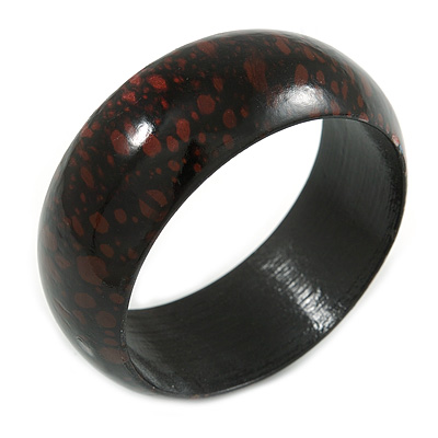 Dark Brown/ Black Wood Bangle Bracelet - Medium - up to 18cm L - main view