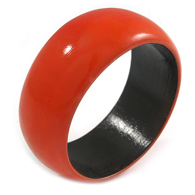 Orange Wood Bangle Bracelet - Medium - up to 18cm L(Possible Natural Irregularities)